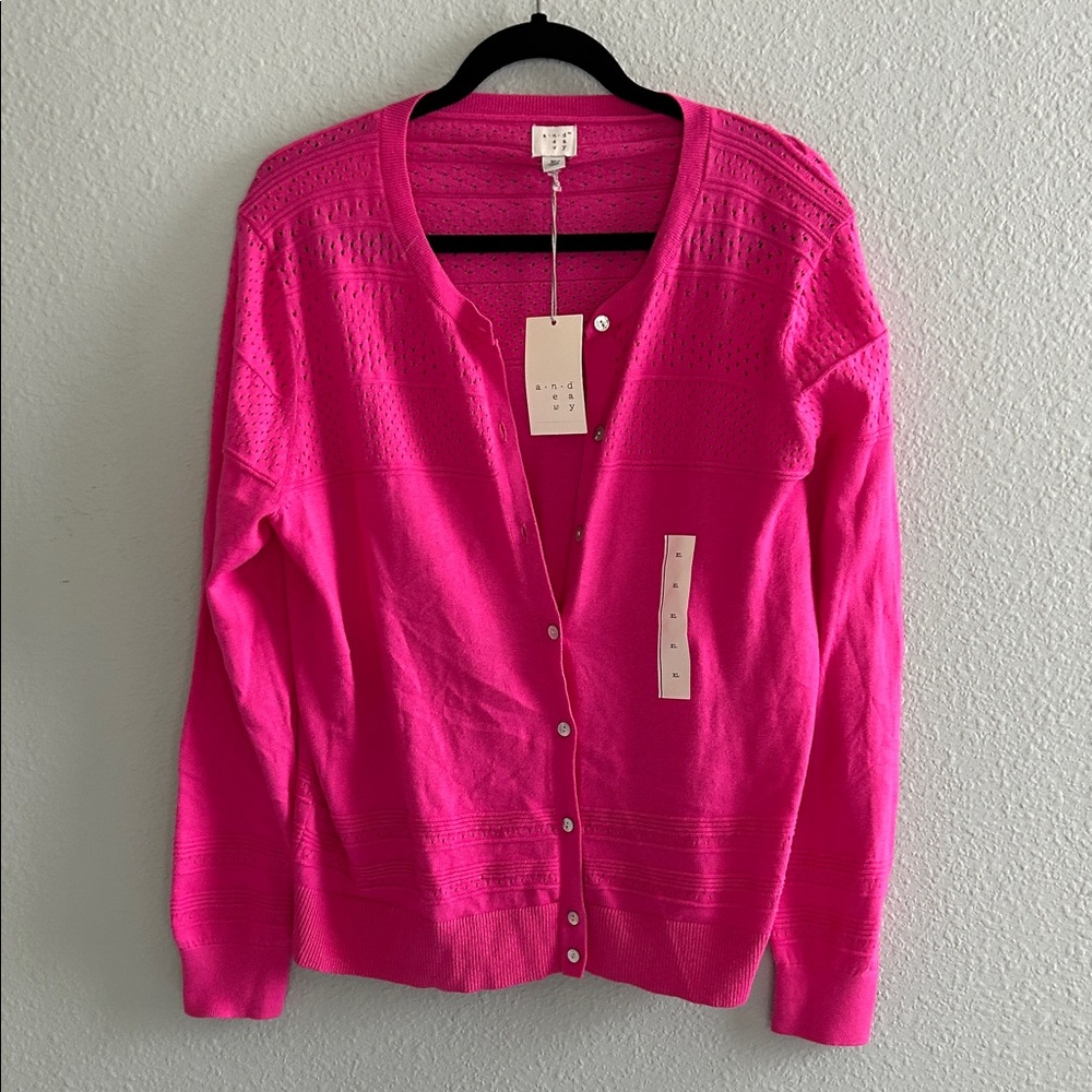 a new day Hot Pink Button-Front Knit Cardigan XL